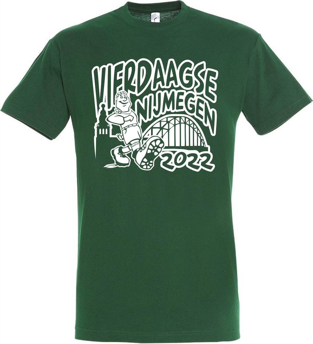 T-shirt FunnyShirt De Vierdaagse |Wandelvierdaagse | Vierdaagse Nijmegen | Roze woensdag | Groen | maat XXL